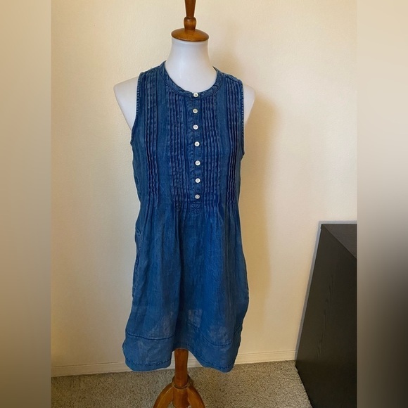 Faherty Women’s Dream Cotton Gauze Isha Dress Blue Size S Mini Sleeveless - Picture 2 of 9